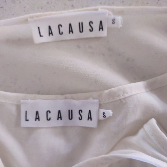 LACAUSA IVORY, CREAM SEASHELL TUNIC DRESS "W/ SLIP" ANTHROPOLOGIE - SMALL - Picture 5 of 6